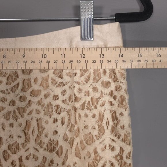 Kora Rae Women’s WOOL SILK Blend Beige Lace Pencil Skirt USA MADE No Size Tag S - Picture 9 of 16